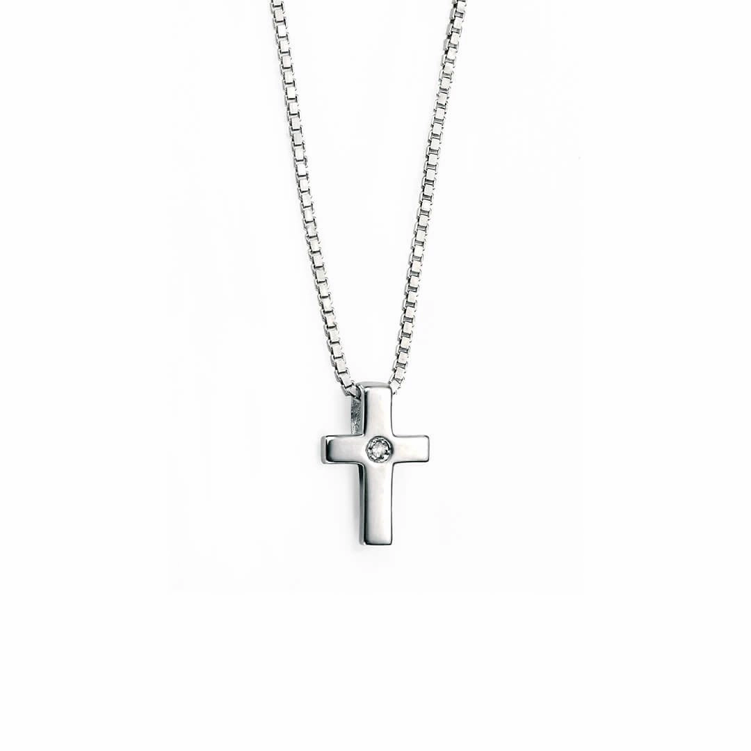 D for Diamond Sterling Silver Childrens Cross and Chain P800