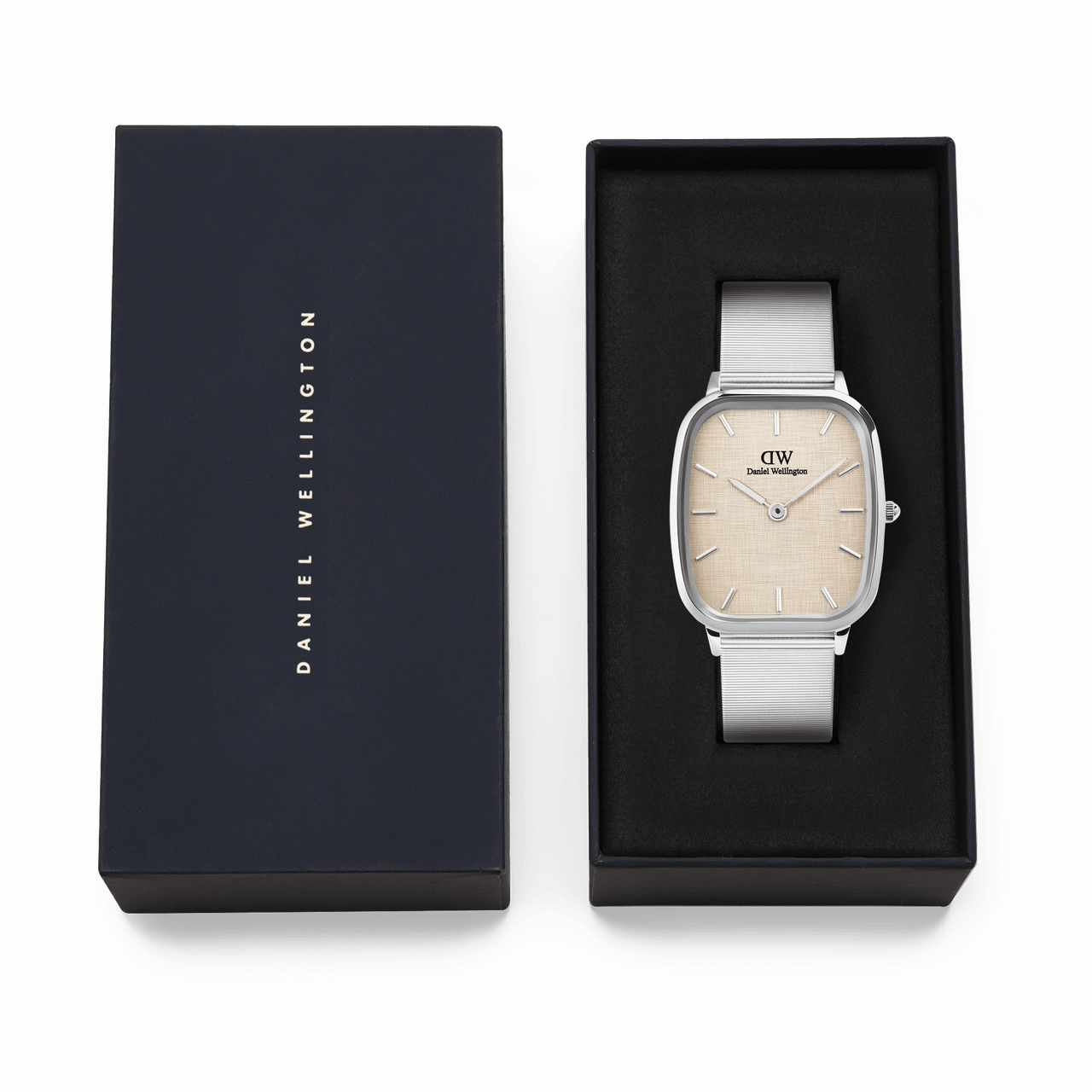 Daniel Wellington Marlon Sterling Wire Vintage Linen Pattern Dial Watch DW00100812