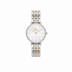 Daniel Wellington Petite 28mm Bezel 5-Link White MOP Two-Tone Watch DW00100665