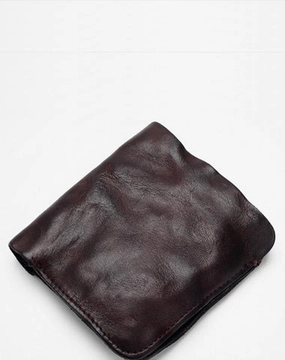 Dark Brown Handmade Leather Mens Bifold Small Wallet Brown billfold Wallet Card Wallet For Men