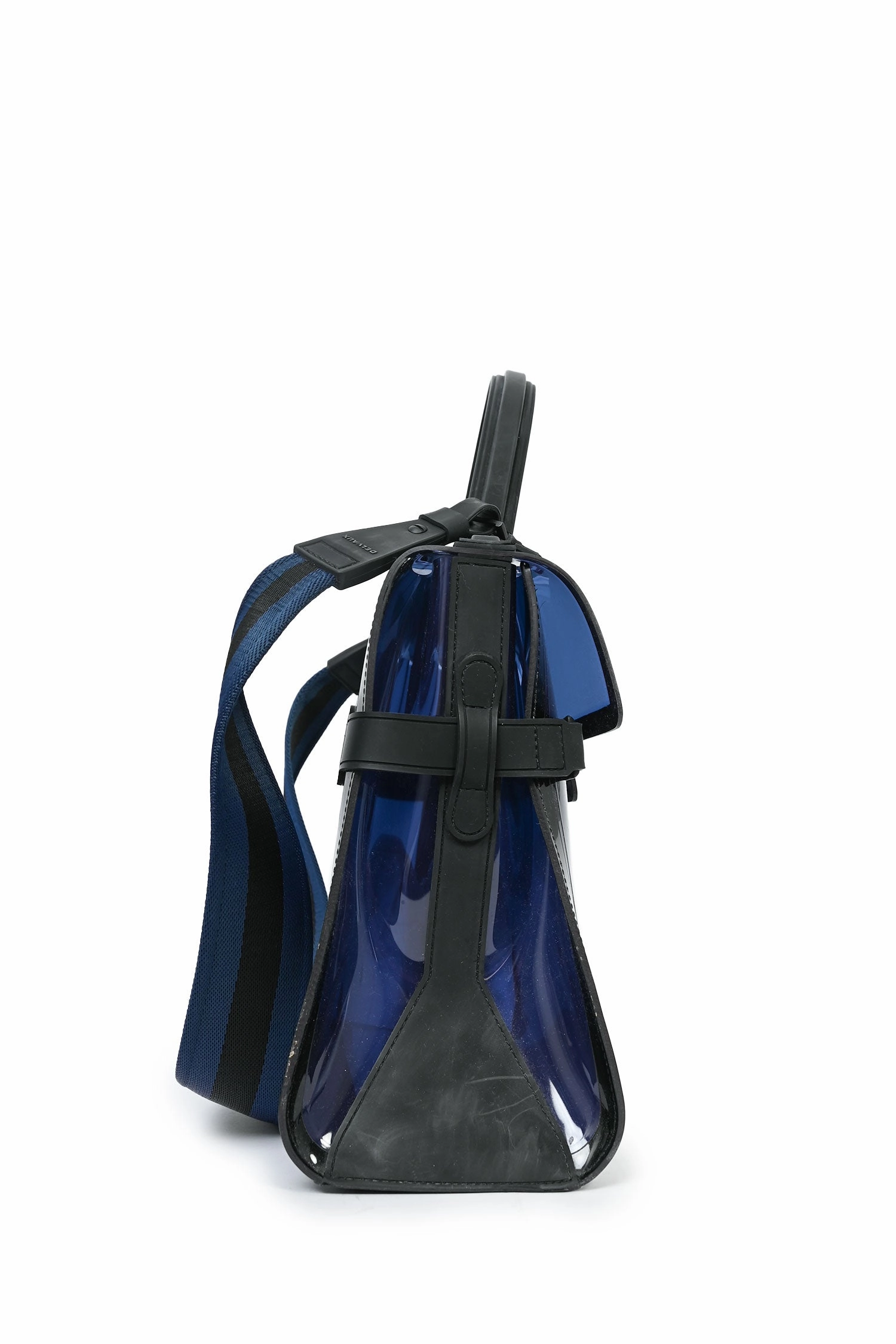 Delvaux Blue/Black PVC 'Tempete' GM Top Handle Bag