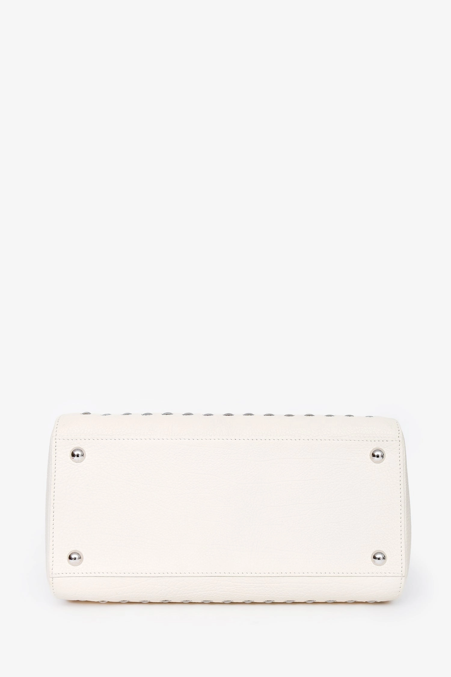 Delvaux White Leather Silver Stitch Detail Brilliant MM Top Handle SHW (As Is)