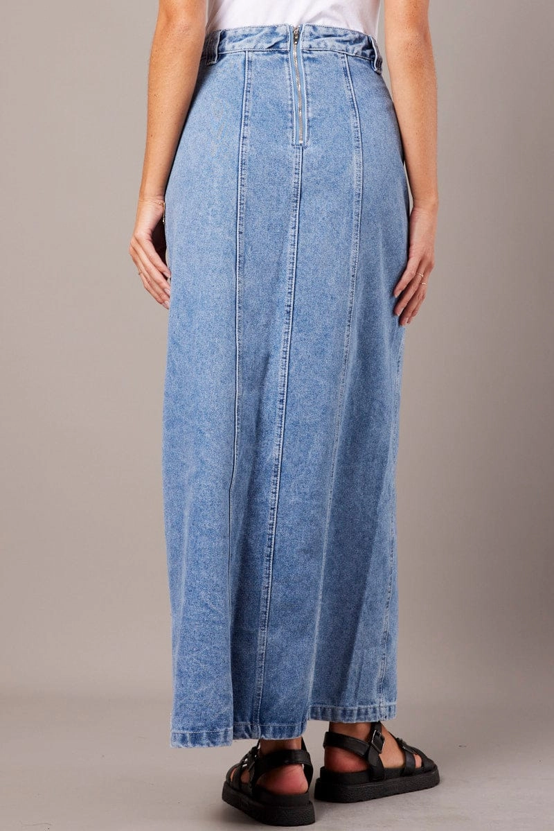 Denim Maxi Skirt High Rise