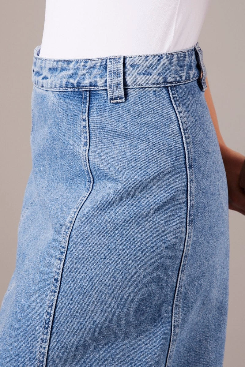 Denim Maxi Skirt High Rise