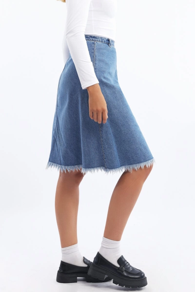 Denim Midi Denim Skirt