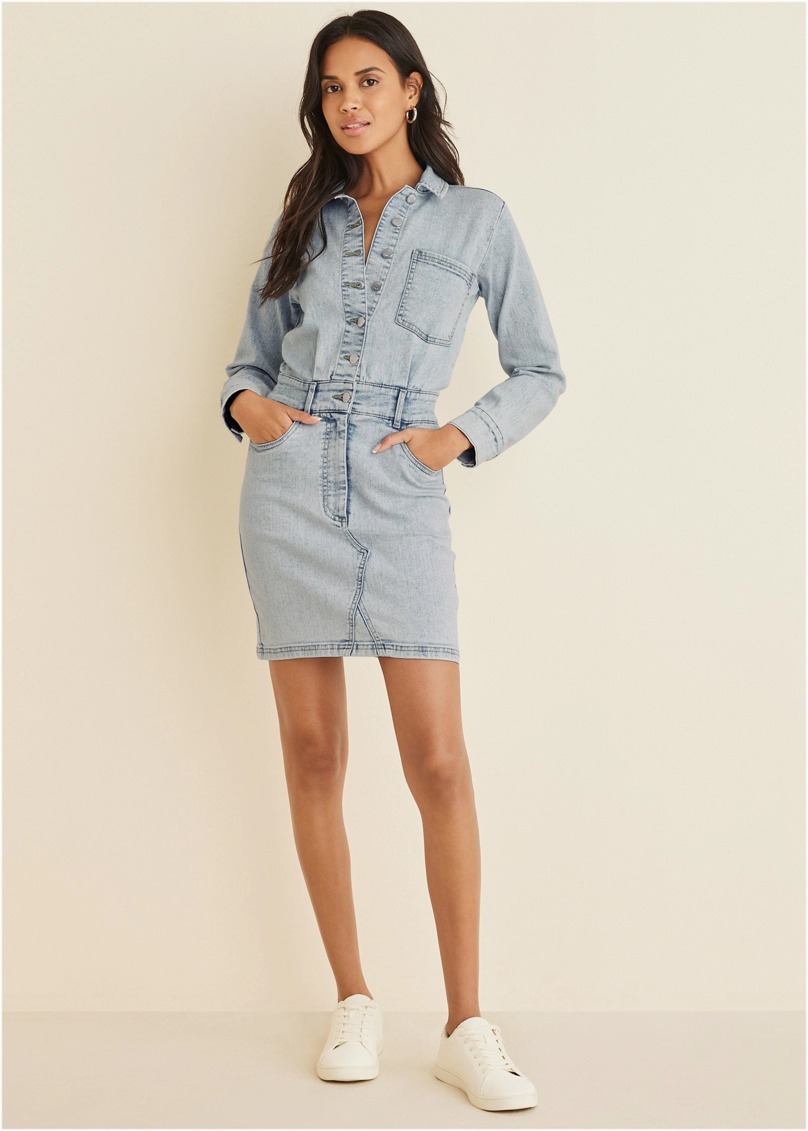 Denim Shirt Dress - Light Wash