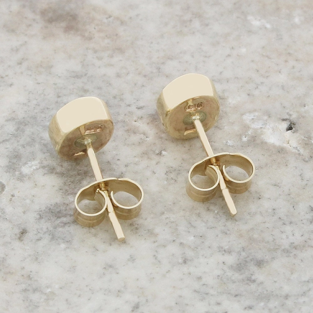 Derbyshire Blue John 9ct Yellow Gold Oval Stud Earrings