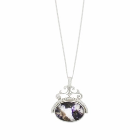 Derbyshire Blue John and Kalahari Stone Silver Spinning Pendant and Chain
