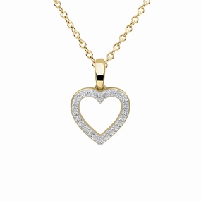 Diamonfire Sterling Silver Gold Tone CZ Heart Pendant and Chain P5391