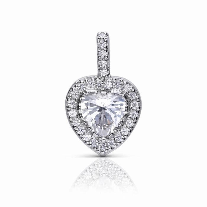 Diamonfire Sterling Silver Heart Shaped Zirconia Pendant and Chain P4616