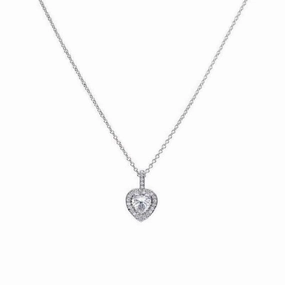 Diamonfire Sterling Silver Heart Shaped Zirconia Pendant and Chain P4616