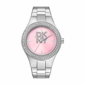 DKNY Parsons Glitz Pink Dial Stainless Steel Watch DK1L025M0025