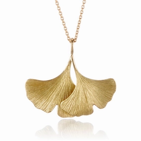 Double Ginkgo Leaf Pendant Necklace