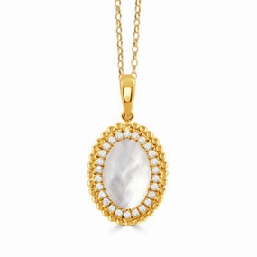 Doves 18k Mother of Pearl and Diamond Necklace
