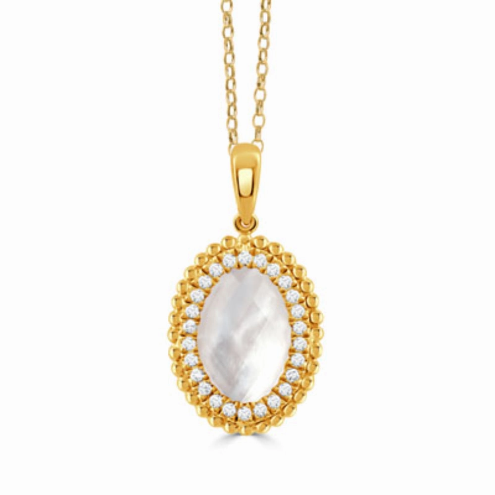 Doves 18k Mother of Pearl and Diamond Necklace