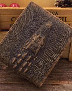 Dragon Genuine Leather Mens Wallet  Alligator Pattern Cool billfold Slim Bifold Wallet Card Wallet Purse for Mens