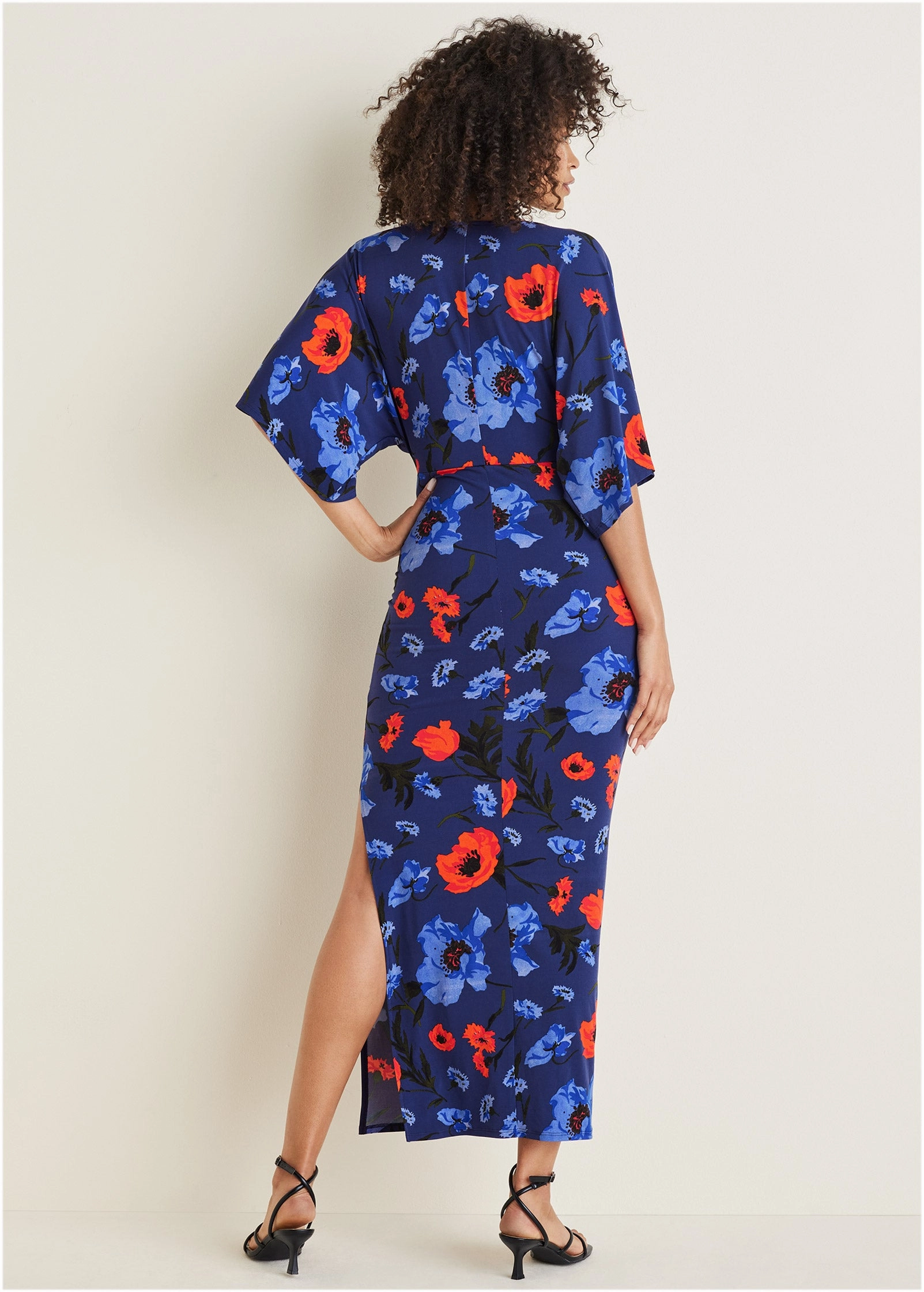 Drape Sleeve Maxi Dress - Forest Floral Iris