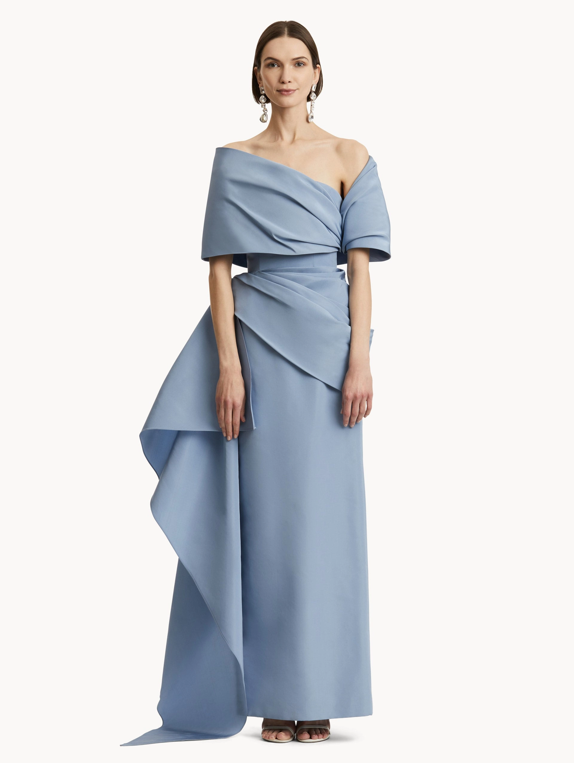 Draped-Detailed Faille Gown