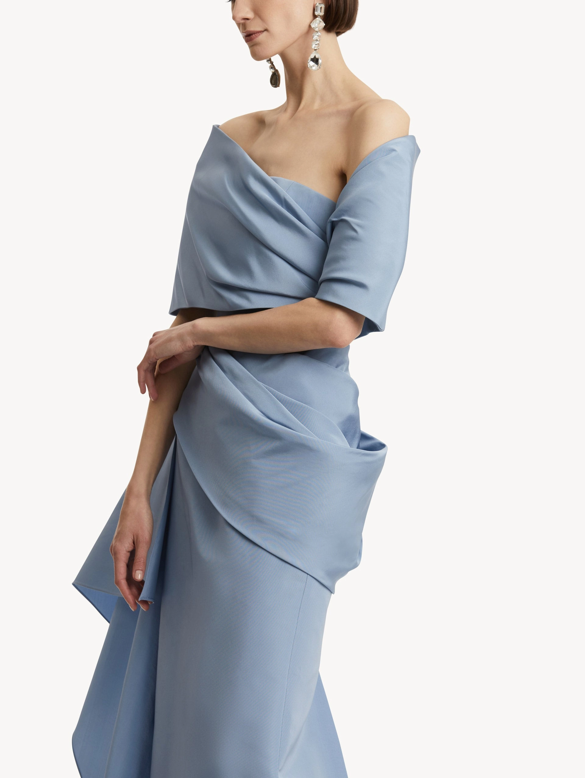 Draped-Detailed Faille Gown