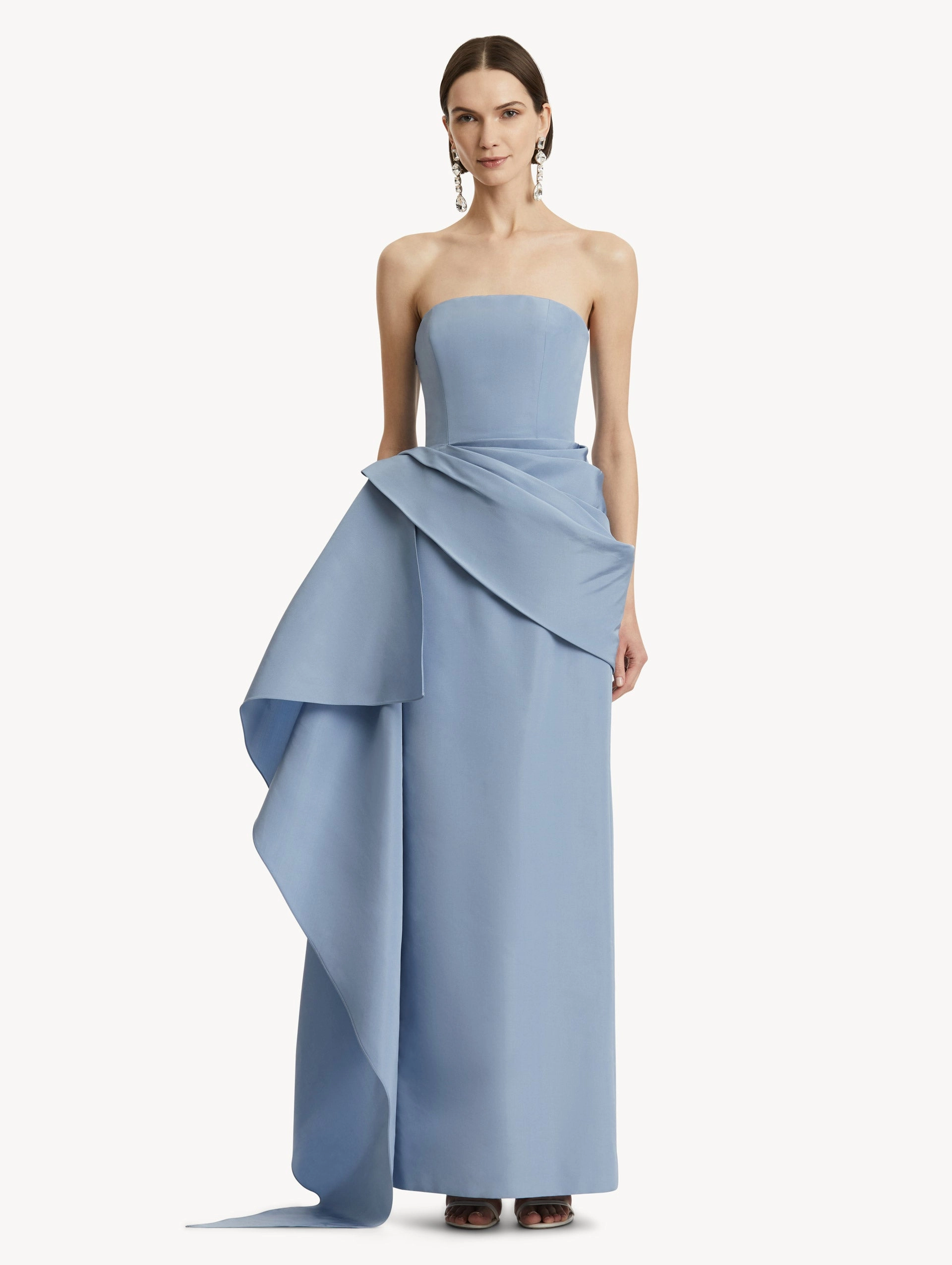 Draped-Detailed Faille Gown