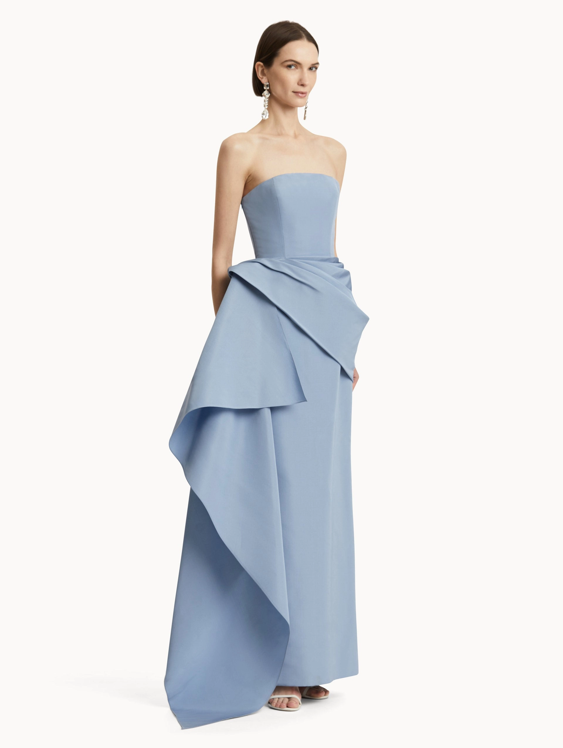 Draped-Detailed Faille Gown