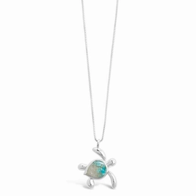 Dune Jewelry Sterling Silver Turquoise Gradient Turtle Necklace