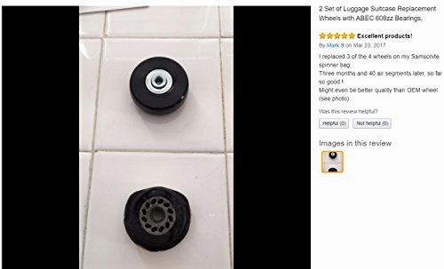 E&L 70 X 24(mm), 1 Set of Luggage Suitcase Replacement Wheels with ABEC 608zz Bearings, Packaged with Our own Designed Bag @ Eric & Leon Logo (70 X 24(mm))