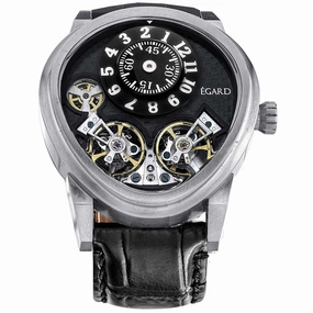 Egard Men's Watch - Quantus V3 Automatic Black Dial Leather Strap | WCH-5072-G-STL