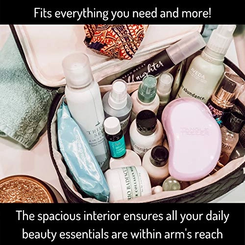Ellis James Designs Large Travel Makeup Bag for Women - Black Make Up Bag for Women - Travel Cosmetic Bag - Makeup Case Gifts for Women, Makeup Organizer Bag, Travel Toiletry Bag for Women