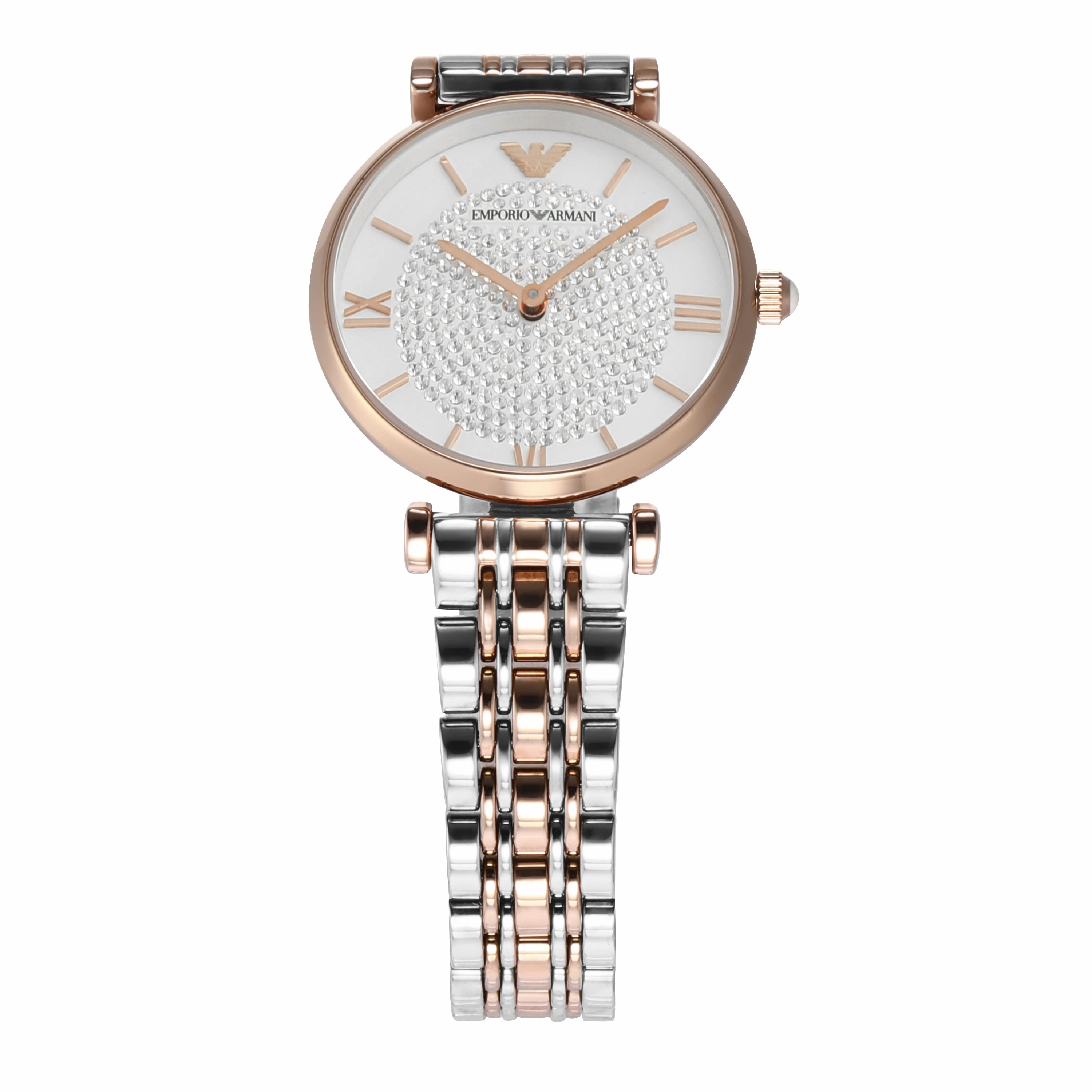 Emporio Armani Elegant Crystal Dial Two-Tone Women's Watch AR1926