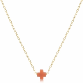 enewton 16" Necklace Gold - Signature Cross Small Charm - Coral