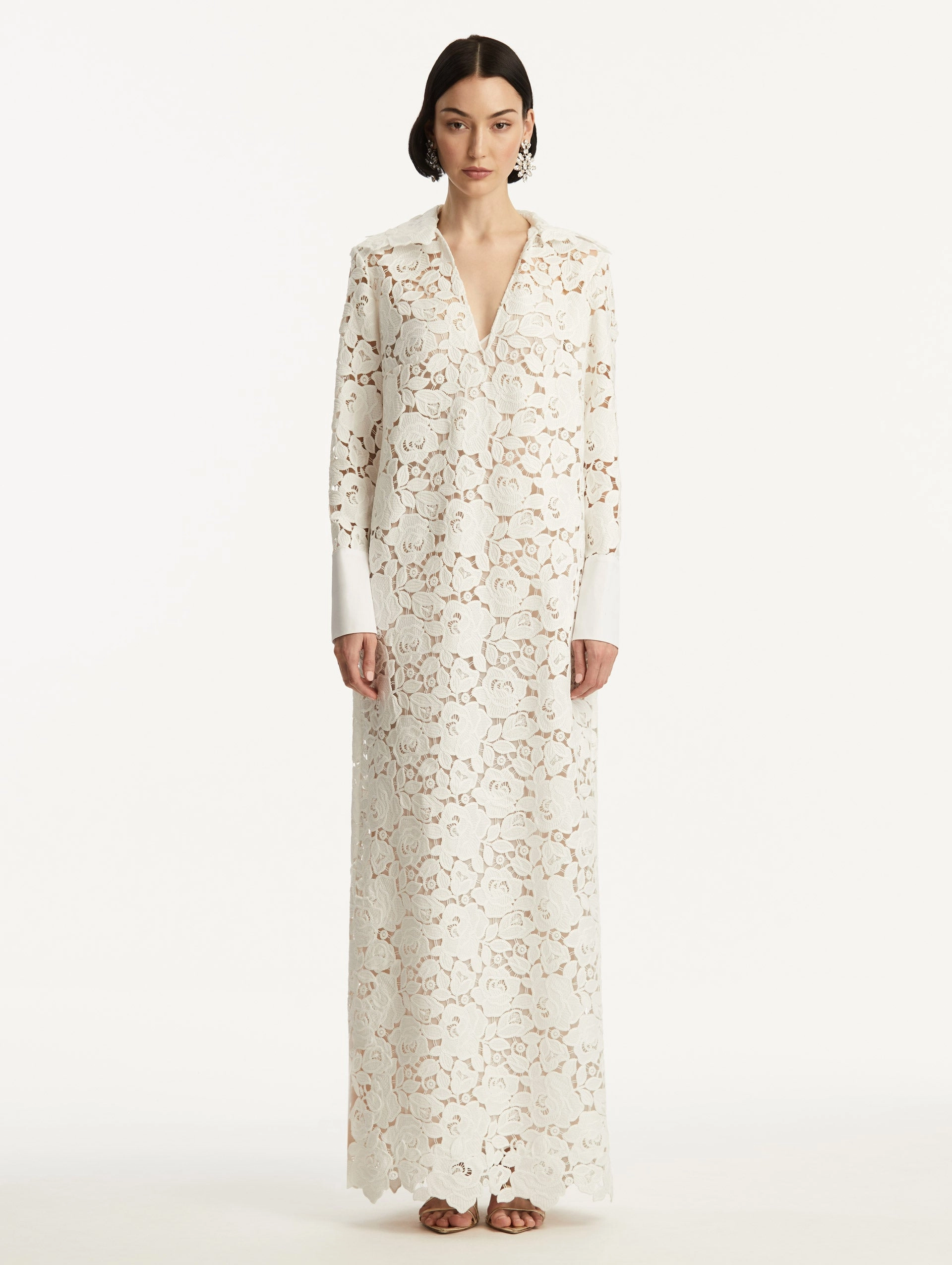 English Rose Guipure Long Sleeve Gown