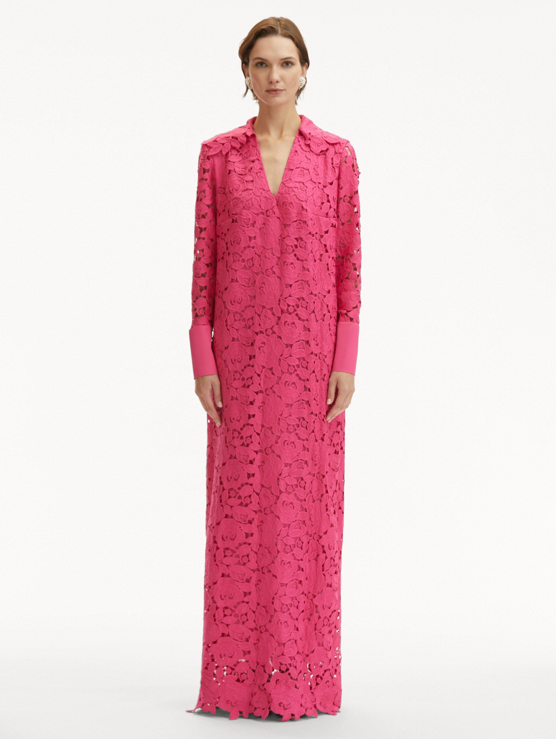 English Rose Guipure Long Sleeve Gown