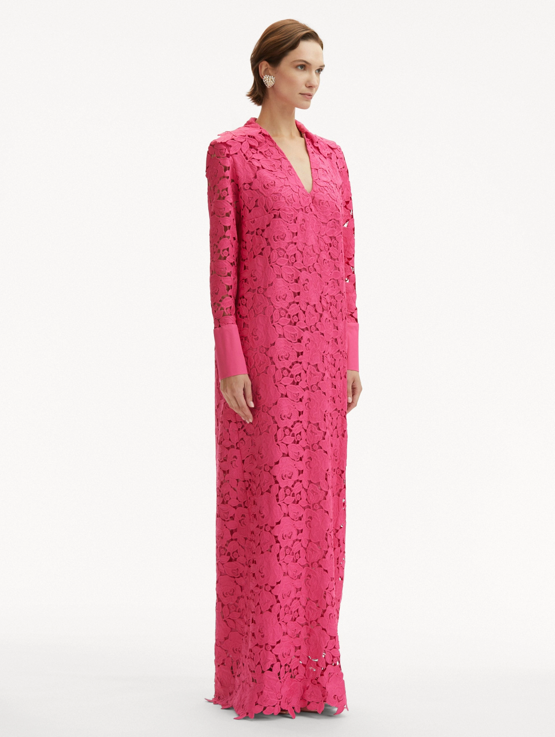 English Rose Guipure Long Sleeve Gown