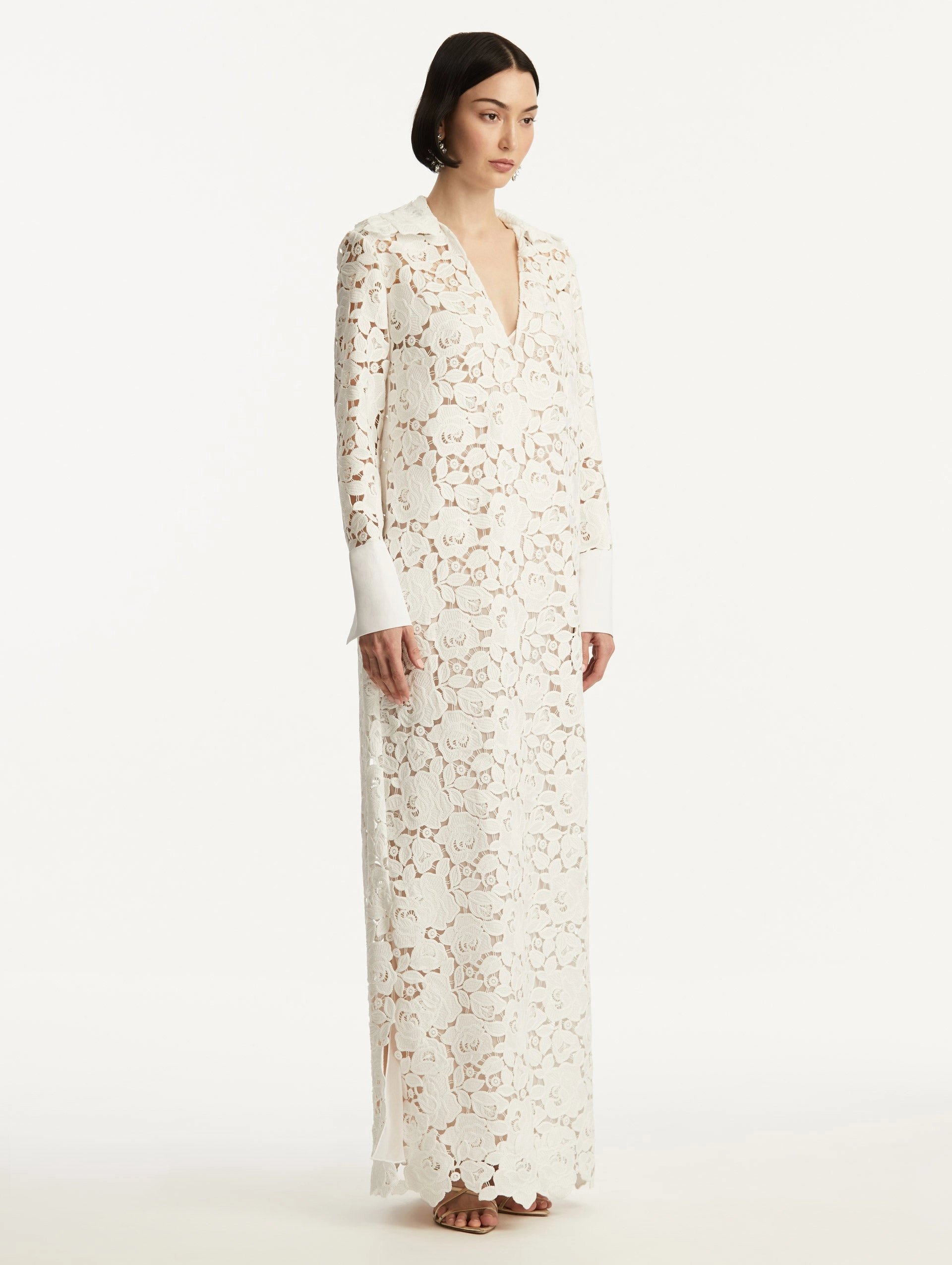 English Rose Guipure Long Sleeve Gown