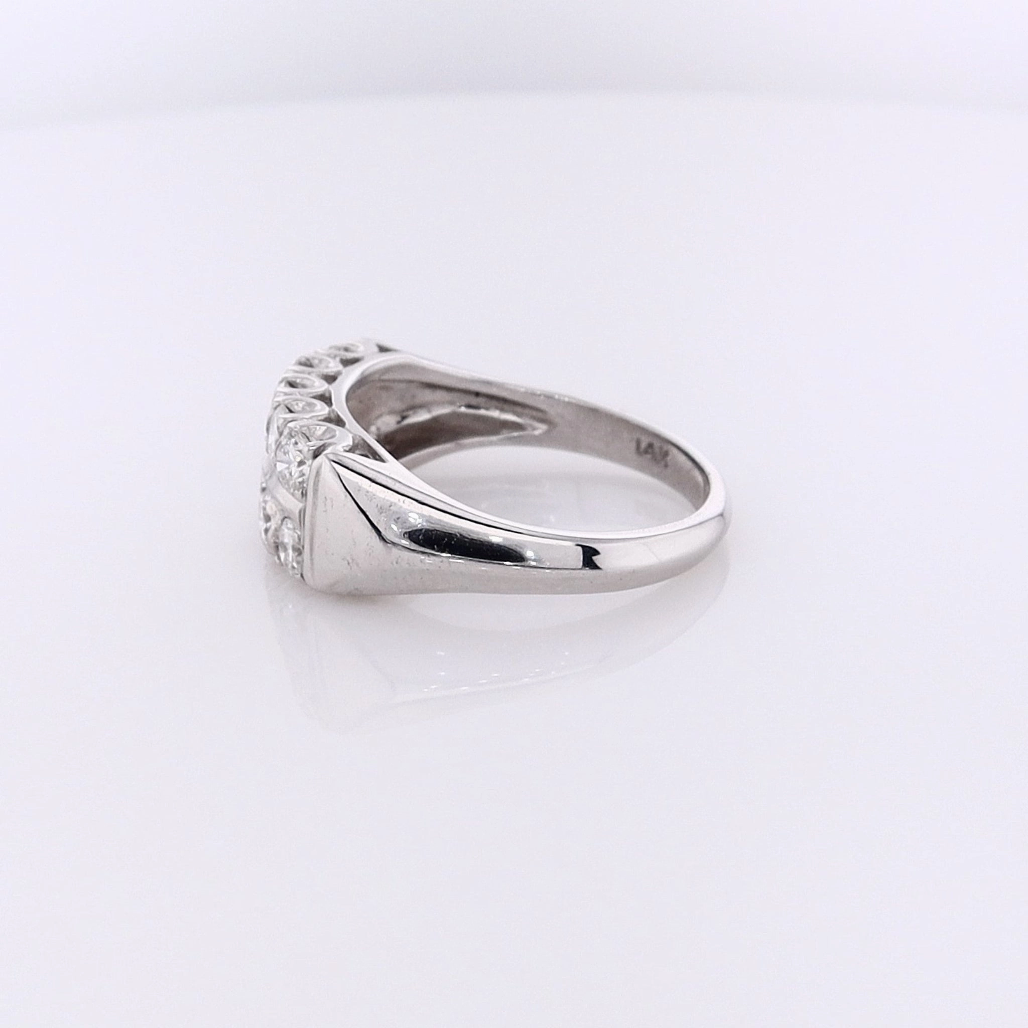 Estate 14 Karat White Gold 2 Row Diamond Ring