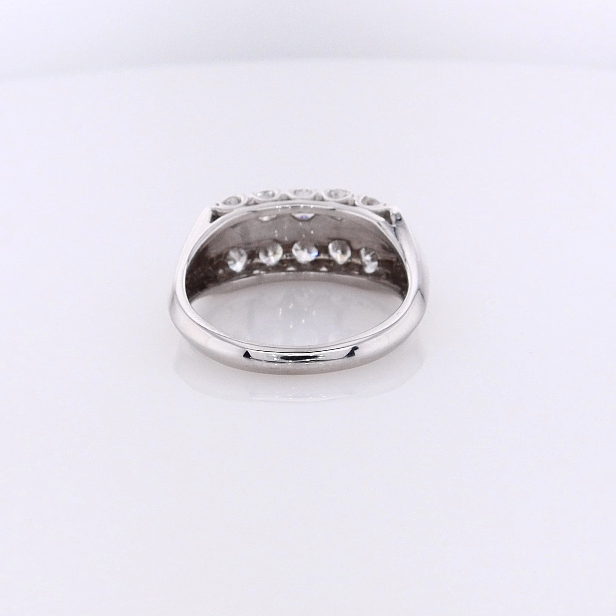 Estate 14 Karat White Gold 2 Row Diamond Ring