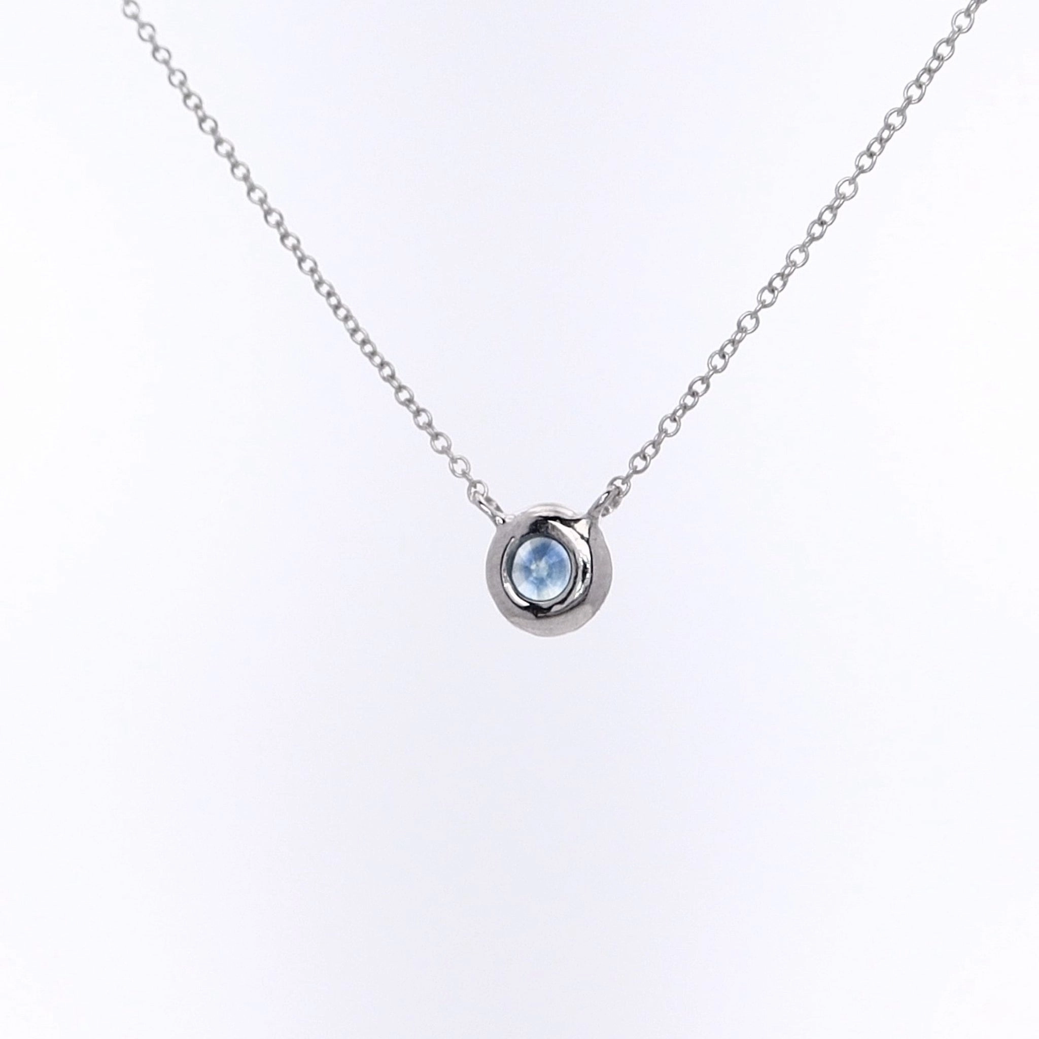 Estate 14 Karat White Gold  Sapphire Pendant Solitaire Necklace
