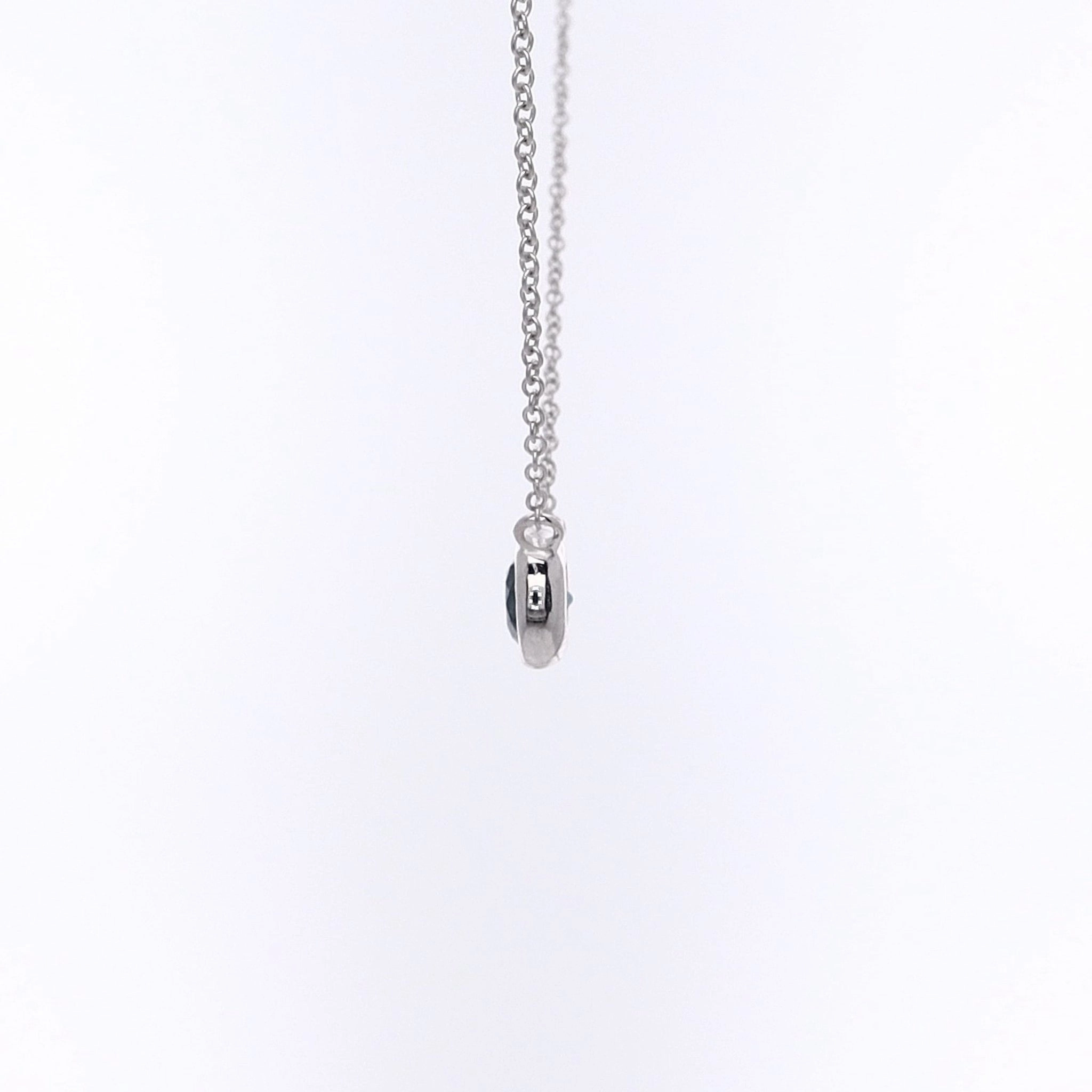 Estate 14 Karat White Gold  Sapphire Pendant Solitaire Necklace