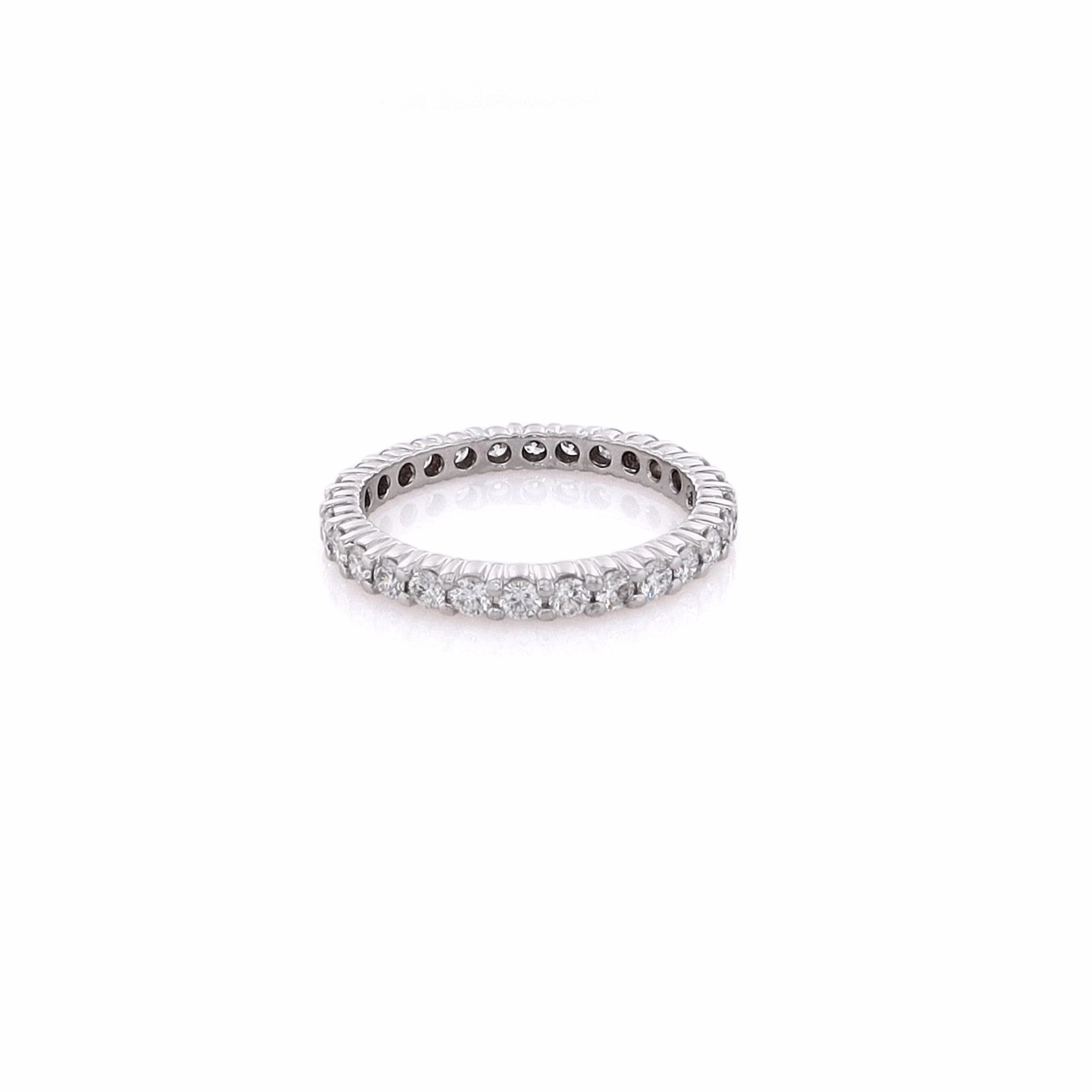 Estate 14 Karat White Gold Shared Prong Diamond Eternity Wedding Band