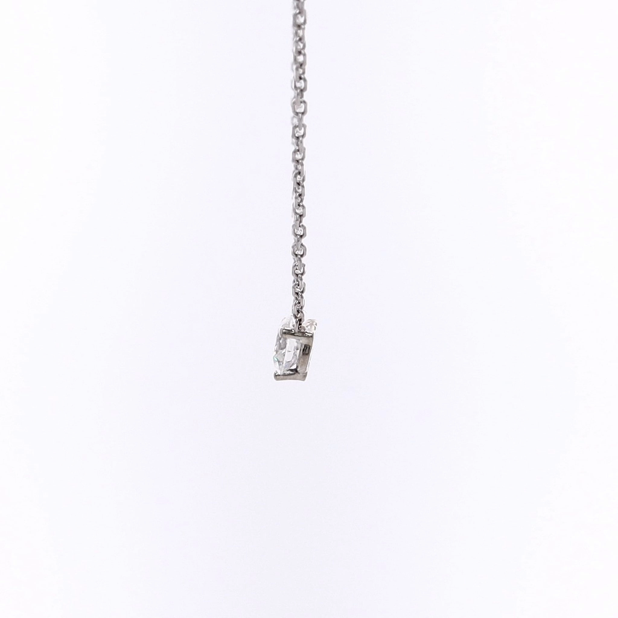 Estate 14 Karat White Gold Stationary Solitaire Diamond Pendant Necklace