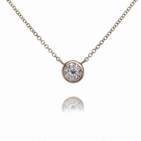 Estate 14 Karat Yellow Gold Solitaire Diamond Pendant Necklace