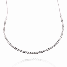 Estate 14k White Gold Adjustable Halfway Diamond Tennis Style Choker Necklace
