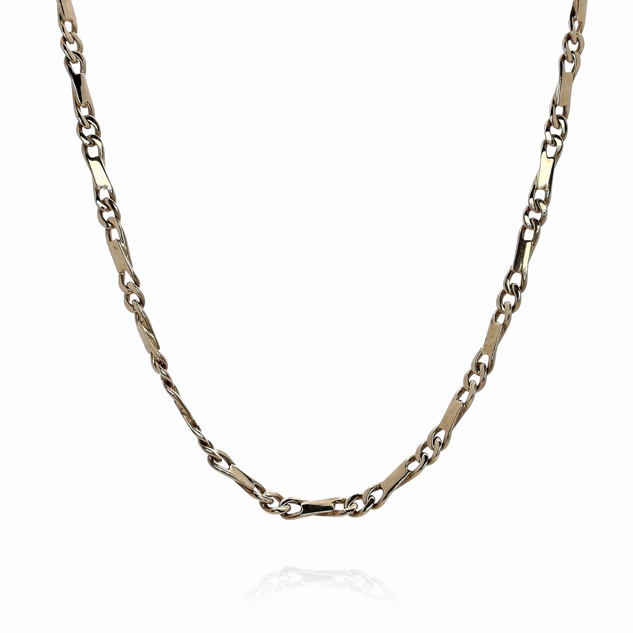Estate 14k Yellow Gold 15.5" Polished Bar and Oval Link Chain Necklace
