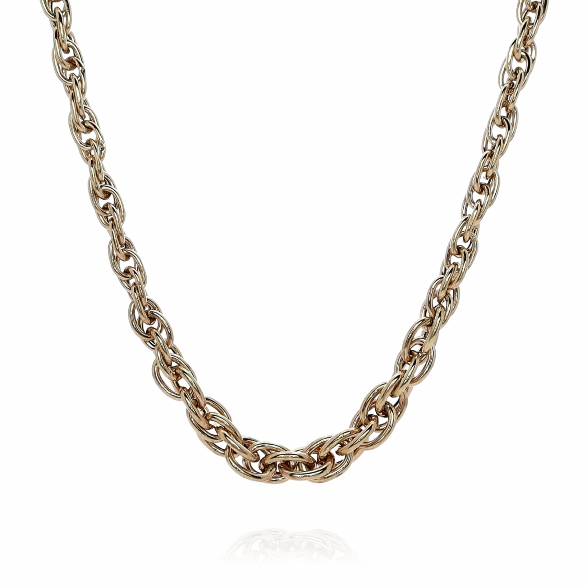 Estate 14k Yellow Gold 17" Interlocking Oval Link Design Chain Necklace
