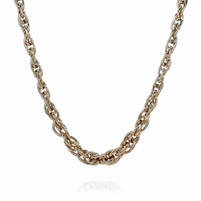 Estate 14k Yellow Gold 17" Interlocking Oval Link Design Chain Necklace