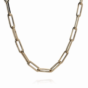 Estate 14k Yellow Gold 18" Paper Clip Link Design Chain Necklace