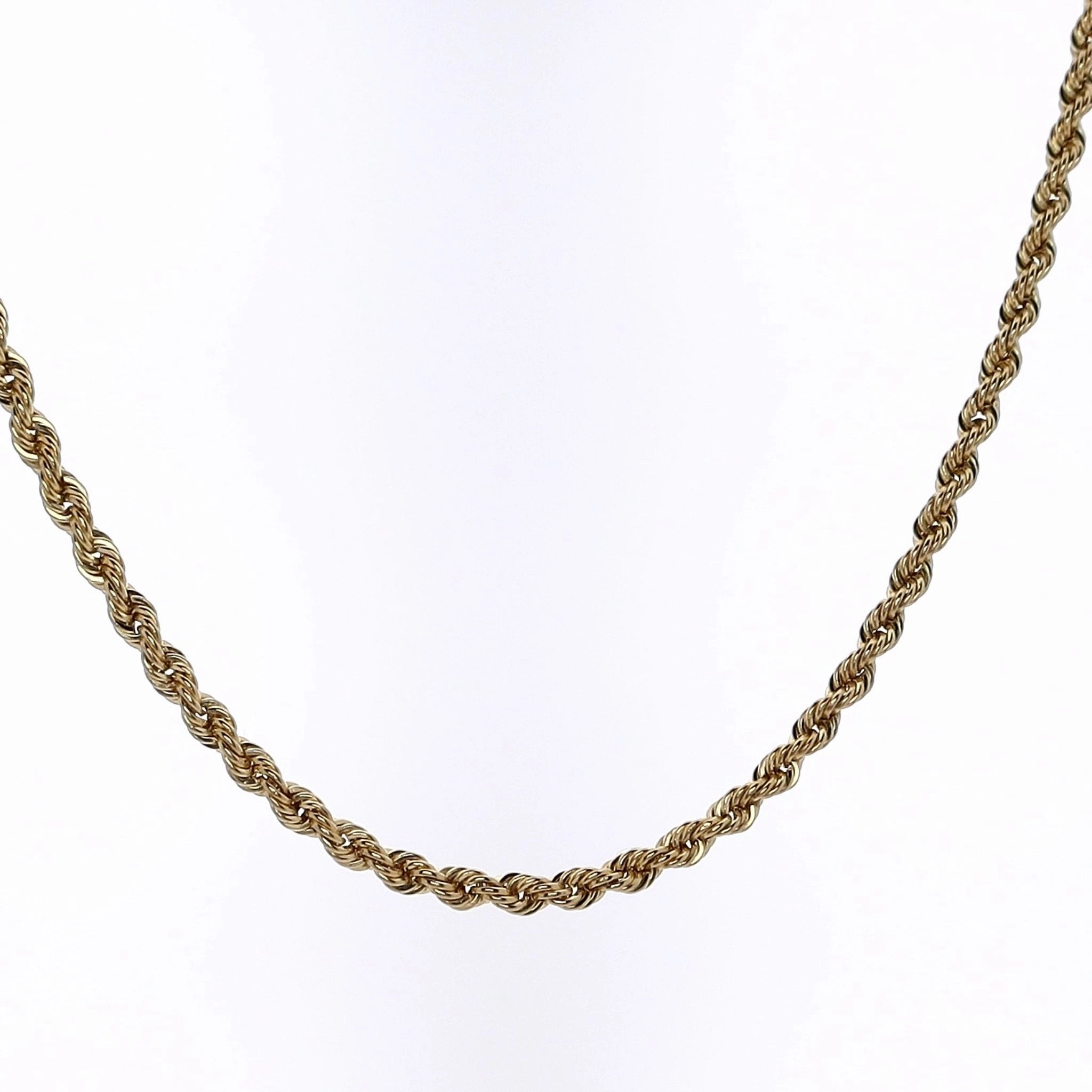 Estate 18 Karat Yellow Gold Rope Chain Necklace With Lobster Clasp