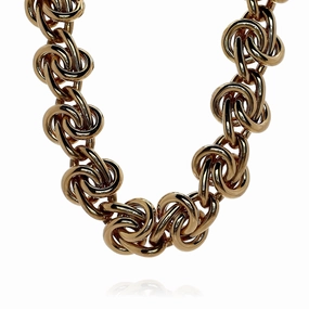 Estate Abel & Zimmerman 18k Yellow Gold Interlocking Knot Link Chain Necklace