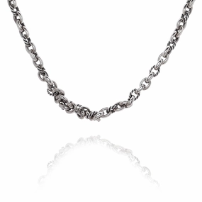Estate David Yurman Sterling Silver Polished and Cable Link Necklace